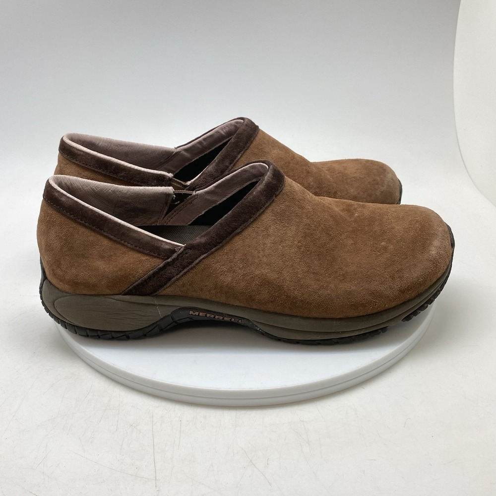 Merrell Encore Adams Comfort Slip On Loafer Clogs Womens 10 Brown Suede J66468